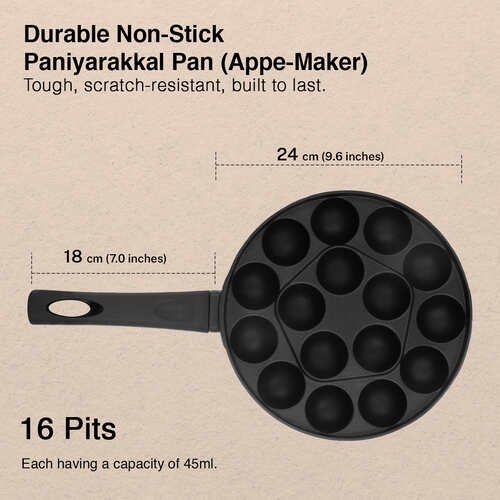 Prestige Omega Select Plus Paniyarakkal with Lid 24 cm (Aluminium, Non-stick) - Detail View